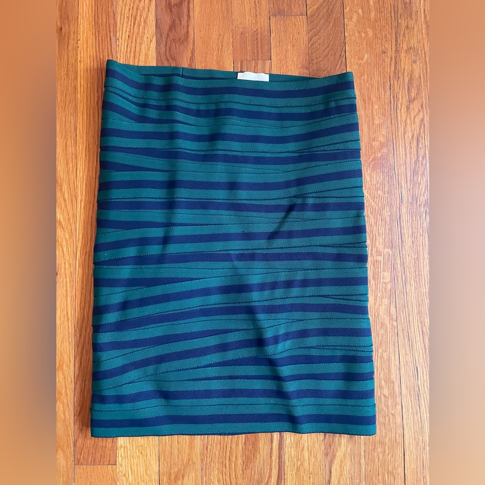 Band Of Outsiders Vintage Green and Navy Bandage Pencil Skirt